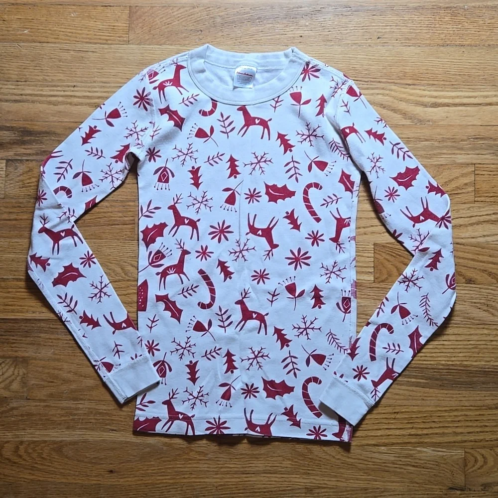 Hanna Andersson unisex reindeer print Christmas holiday pajama pants, top set